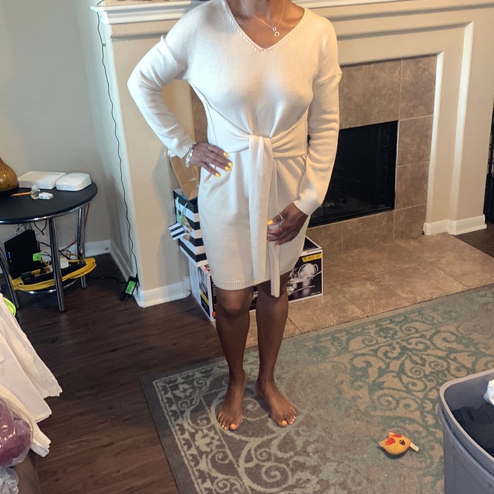 Cream sweater dress